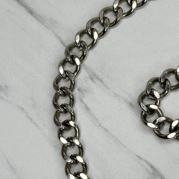 Chunky Draped Charm Chain Belt Silver Tone Y2K Festival One Size ✨ - Picture 11 of 16